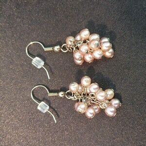 Beaded Dangle Earrings Silver Tone